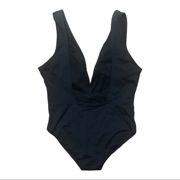 Time & Tru One Piece Swimsuit Black White Knotted Size Large 12/14 - Picture 5 of 11